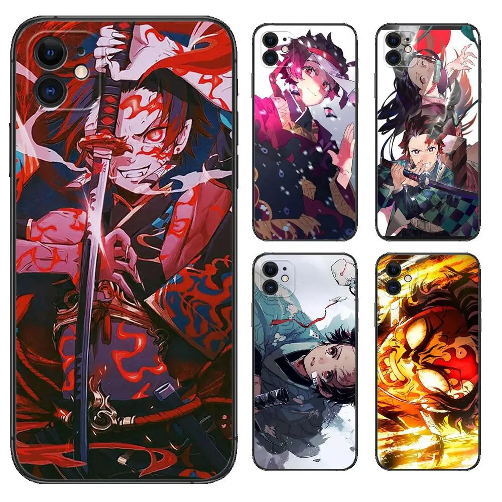 

Demon Slayer Tanjiro Anime Phone Case for IPhone 14 13 12 11 Pro Max Mini SE XR X XS Max 8Plus 7plus 6 6S New Black Phone Cover