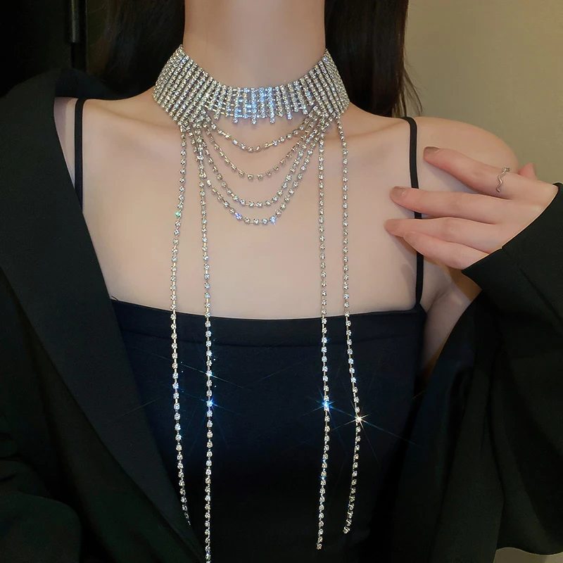 Shiny Rhinestone Multi Layer Long Tassel Choker Necklace for Women Fashion Crystal Necklace 2022 Trend Female Jewelry
Shiny Rhinestone Multi Layer Long Tassel Choker Necklace for Women Fashion Crystal Necklace 2022 Trend Female Jewelry