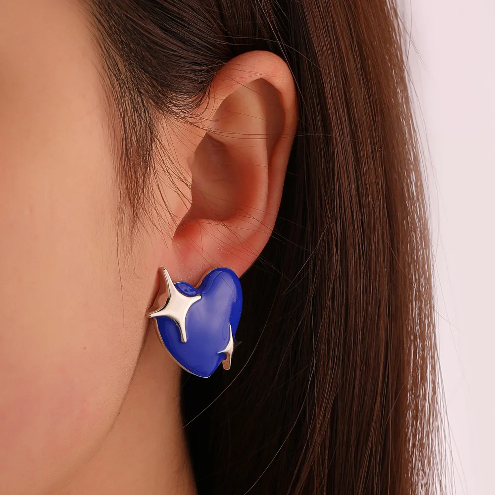 Minimalist Trendy Blue Black White Enamel Heart Stud Earring For Women Girl's Korean Love Metal Star Earring Party Jewelry Gifts
Minimalist Trendy Blue Black White Enamel Heart Stud Earring For Women Girl's Korean Love Metal Star Earring Party Jewelry Gifts