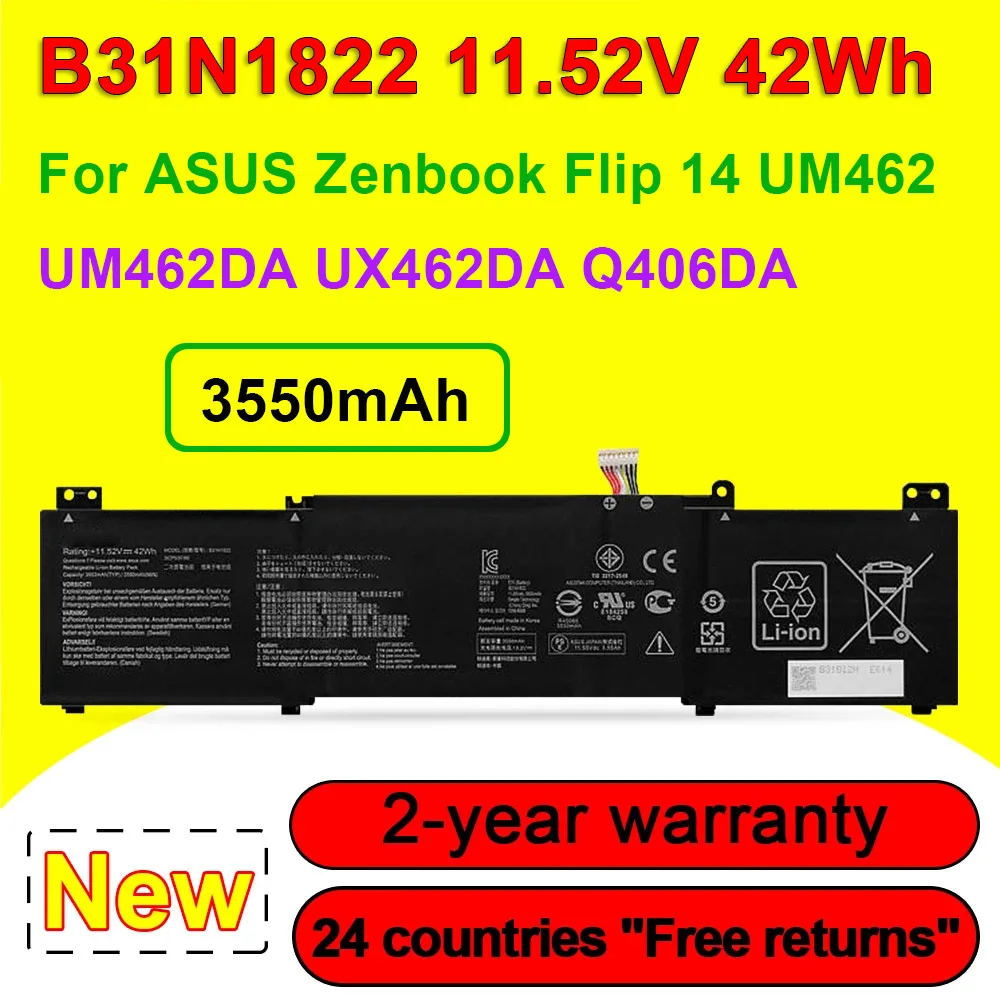 B31N1822 для ASUS Zenbook Flip 14 UM462 UM462DA UX462DA-AI022T Q406 Q406D Q406DA серии аккумулятор ноутбука 11 52 В 42