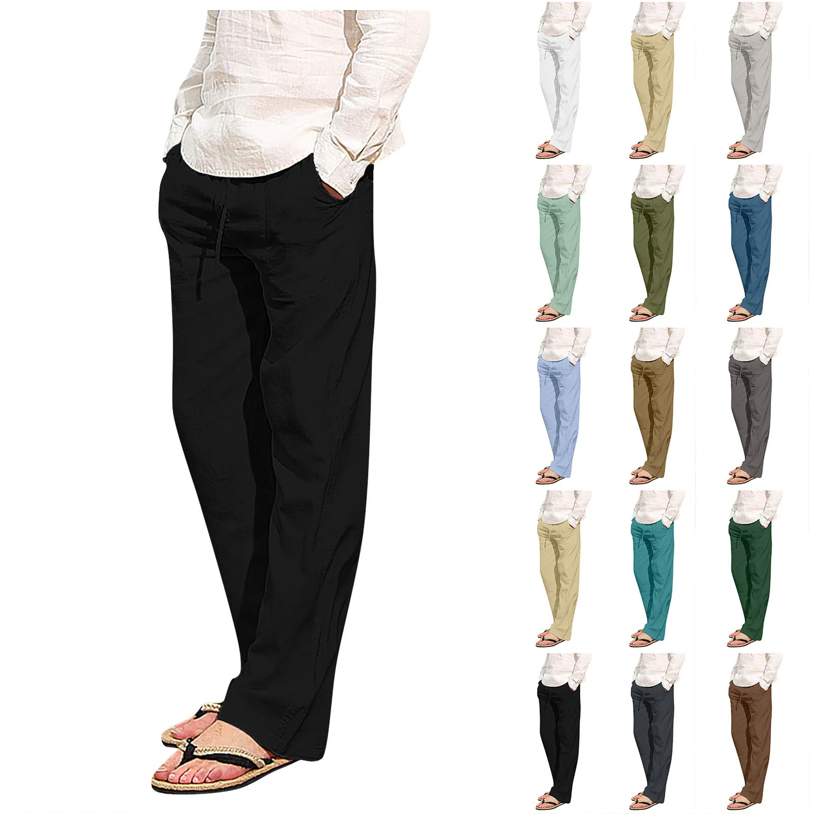 Men's Cotton Linen Pants Male Summer Breathable Solid Color Linen Trousers Fitness Streetwear Pockets Drawstring Long Trousers
Men's Cotton Linen Pants Male Summer Breathable Solid Color Linen Trousers Fitness Streetwear Pockets Drawstring Long Trousers