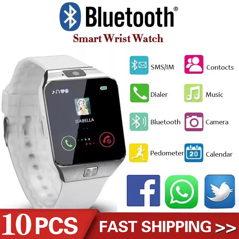 10PCS DZ09 Bluetooth Smart Watch 2G Sim TF Camera Sport Waterproof Wristwatch GSM Phone Large-capacity Sim SMS Smartwatch Men
10PCS DZ09 Bluetooth Smart Watch 2G Sim TF Camera Sport Waterproof Wristwatch GSM Phone Large-capacity Sim SMS Smartwatch Men