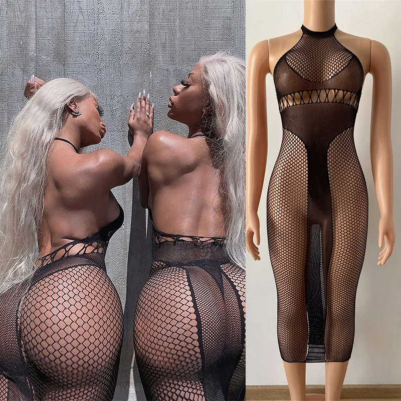 Bikini Cover Up Long Dress Lace Mesh Halter Neck Sleeveless See Through Transparent Sexy Lingerie Nightdress Beachwer DS014
Bikini Cover Up Long Dress Lace Mesh Halter Neck Sleeveless See Through Transparent Sexy Lingerie Nightdress Beachwer DS014