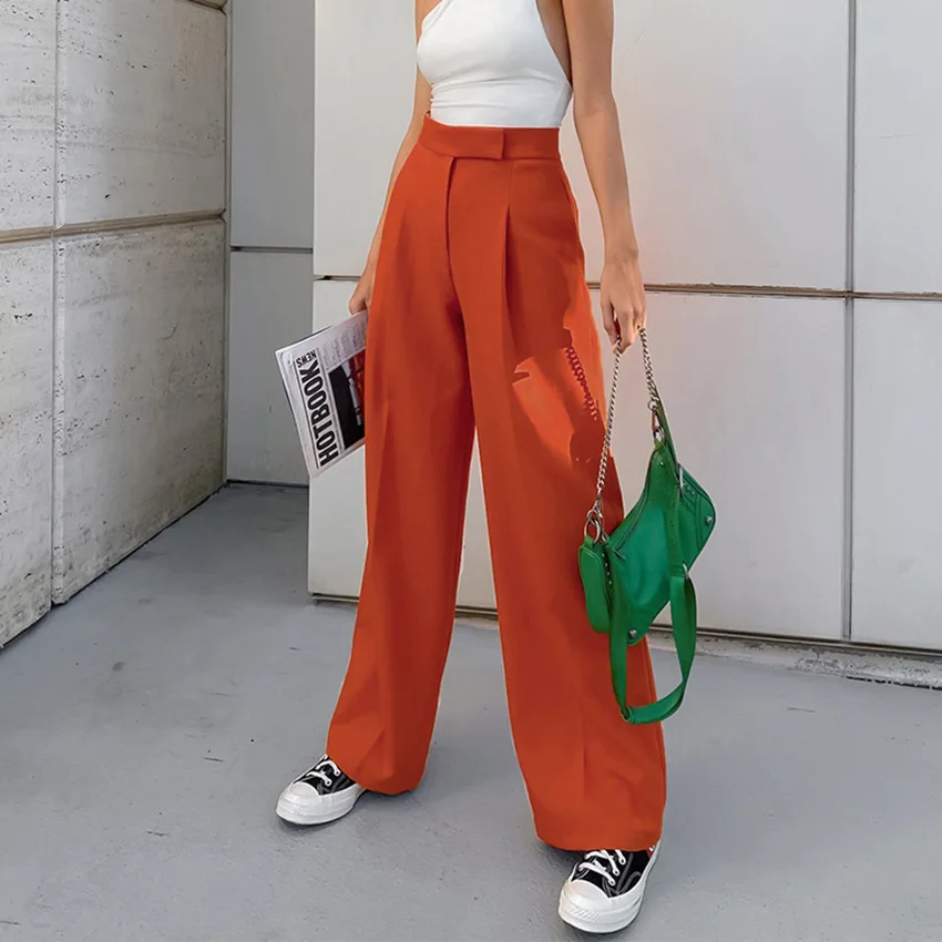 Orange High Waist Woman Pants Street Style Pleated Wide Legs Trousers Spring Summer Button Classic Long Pants Female 2022 New
Orange High Waist Woman Pants Street Style Pleated Wide Legs Trousers Spring Summer Button Classic Long Pants Female 2022 New