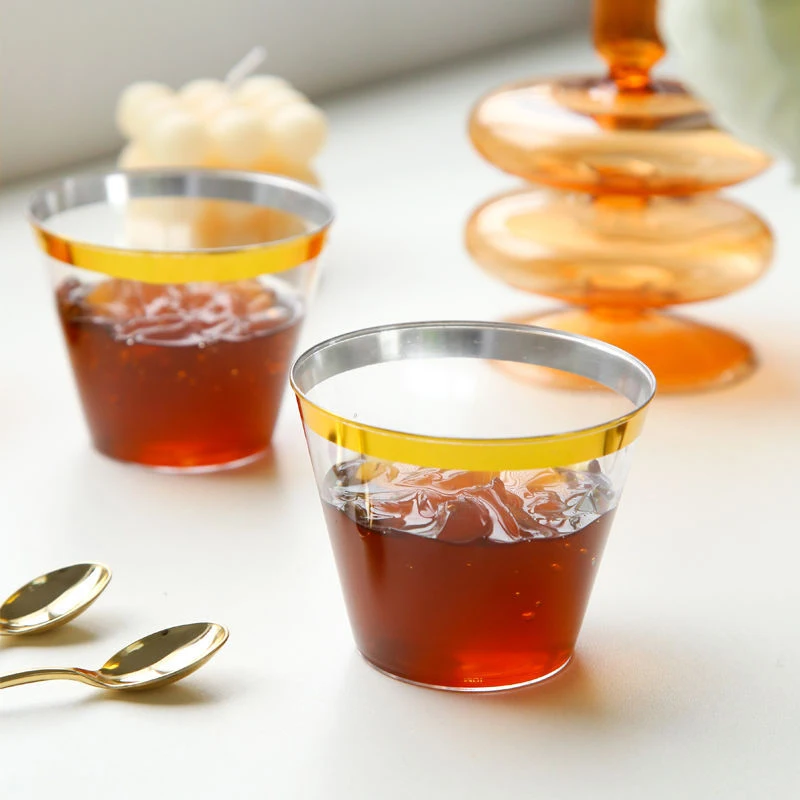 Golden Plastic Cup 9 oz Hard Disposable Cup Plastic Wine Glass Party Wedding Wine Glass Transparent Plastic Cup With Gold Rim
Golden Plastic Cup 9 oz Hard Disposable Cup Plastic Wine Glass Party Wedding Wine Glass Transparent Plastic Cup With Gold Rim