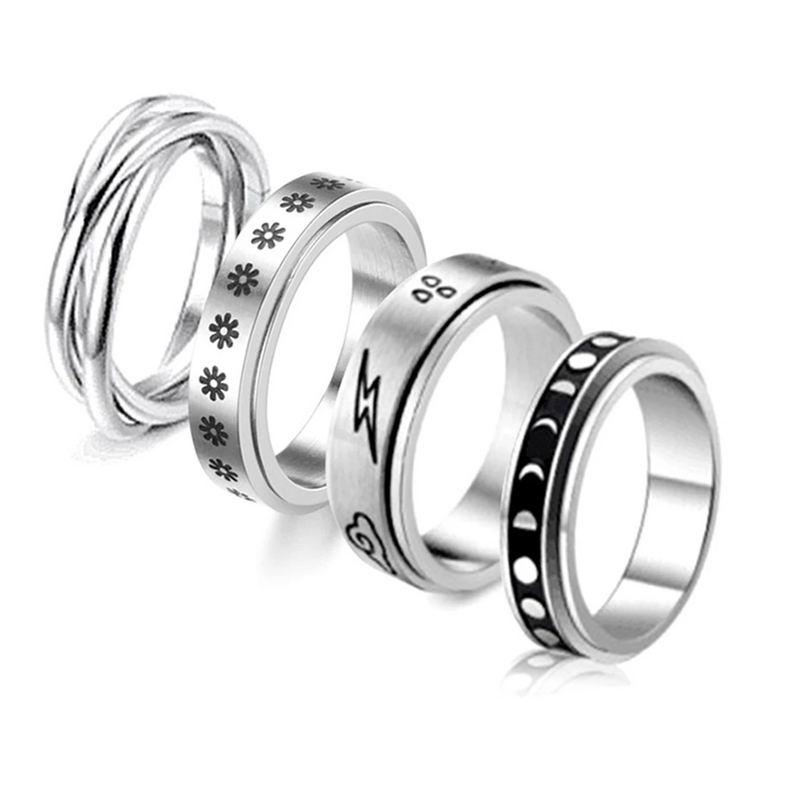 Titanium Steel Spinner Rings Moon & Star Ring Stress Relieving Anxiety Ring Punk Style Personality Men's Ring Jewelry
Titanium Steel Spinner Rings Moon & Star Ring Stress Relieving Anxiety Ring Punk Style Personality Men's Ring Jewelry