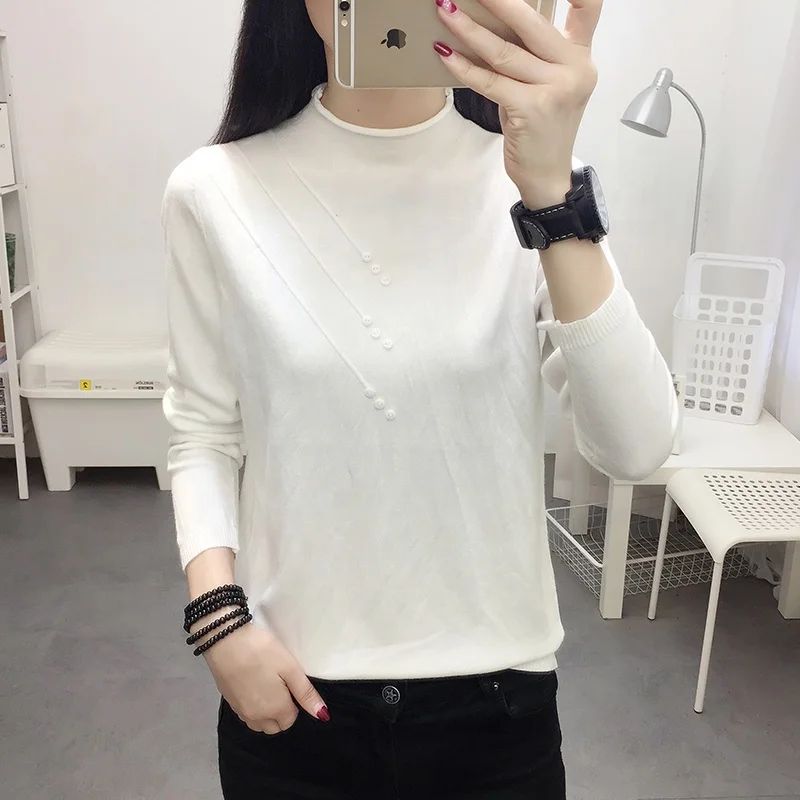 Factory wholesale women's long-sleeved autumn and winter tops Western style semi-high neck pullover pure color casual sweater
Factory wholesale women's long-sleeved autumn and winter tops Western style semi-high neck pullover pure color casual sweater