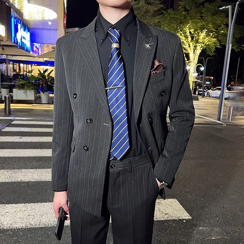 Boutique 5XL Men's Suit Business Jacket Single and Double Breasted British Style Striped Fashion Slim Wedding Host Formal Blazer
Boutique 5XL Men's Suit Business Jacket Single and Double Breasted British Style Striped Fashion Slim Wedding Host Formal Blazer