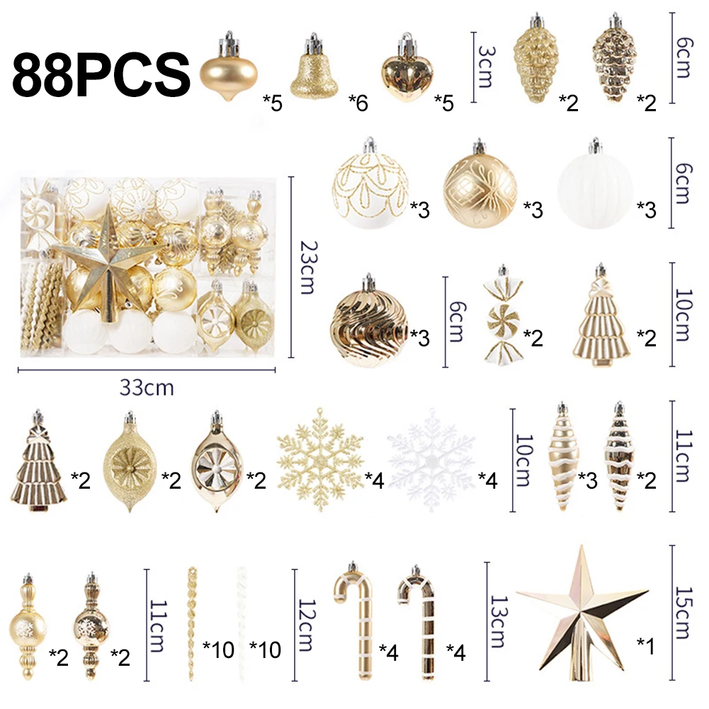 Decorations Ornaments Home Kit PET Wedding 88pieces Holiday Baubles Christmas Balls Christmas Tree High Quality
Decorations Ornaments Home Kit PET Wedding 88pieces Holiday Baubles Christmas Balls Christmas Tree High Quality