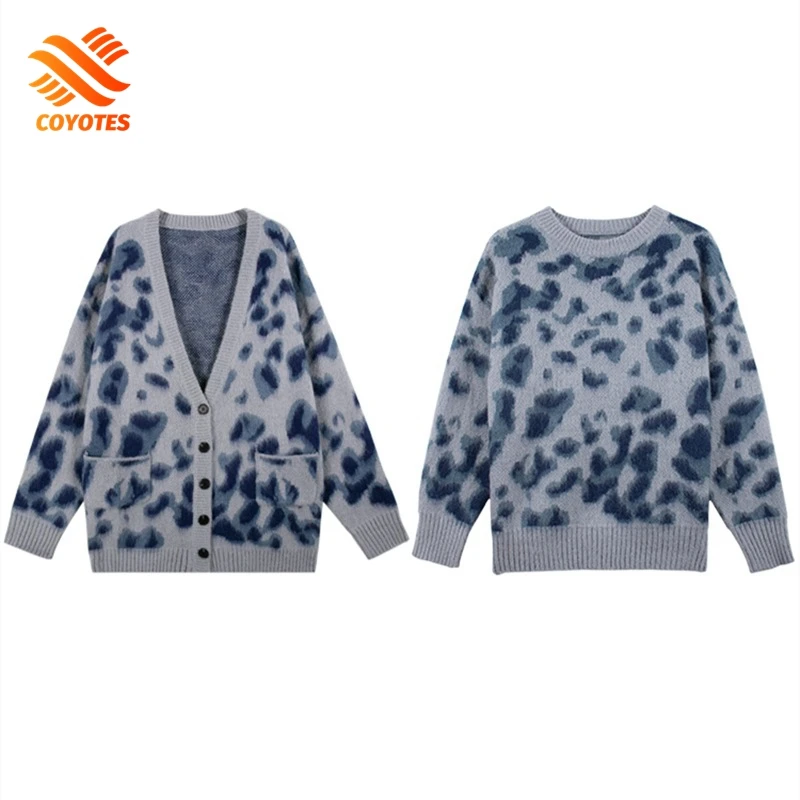 COYOTES Leopard Cardigan Women V-Neck Sweater Autumn Korean Style Loose Pullover Vintage Single-Breasted Jacket Womens Tops
COYOTES Leopard Cardigan Women V-Neck Sweater Autumn Korean Style Loose Pullover Vintage Single-Breasted Jacket Womens Tops