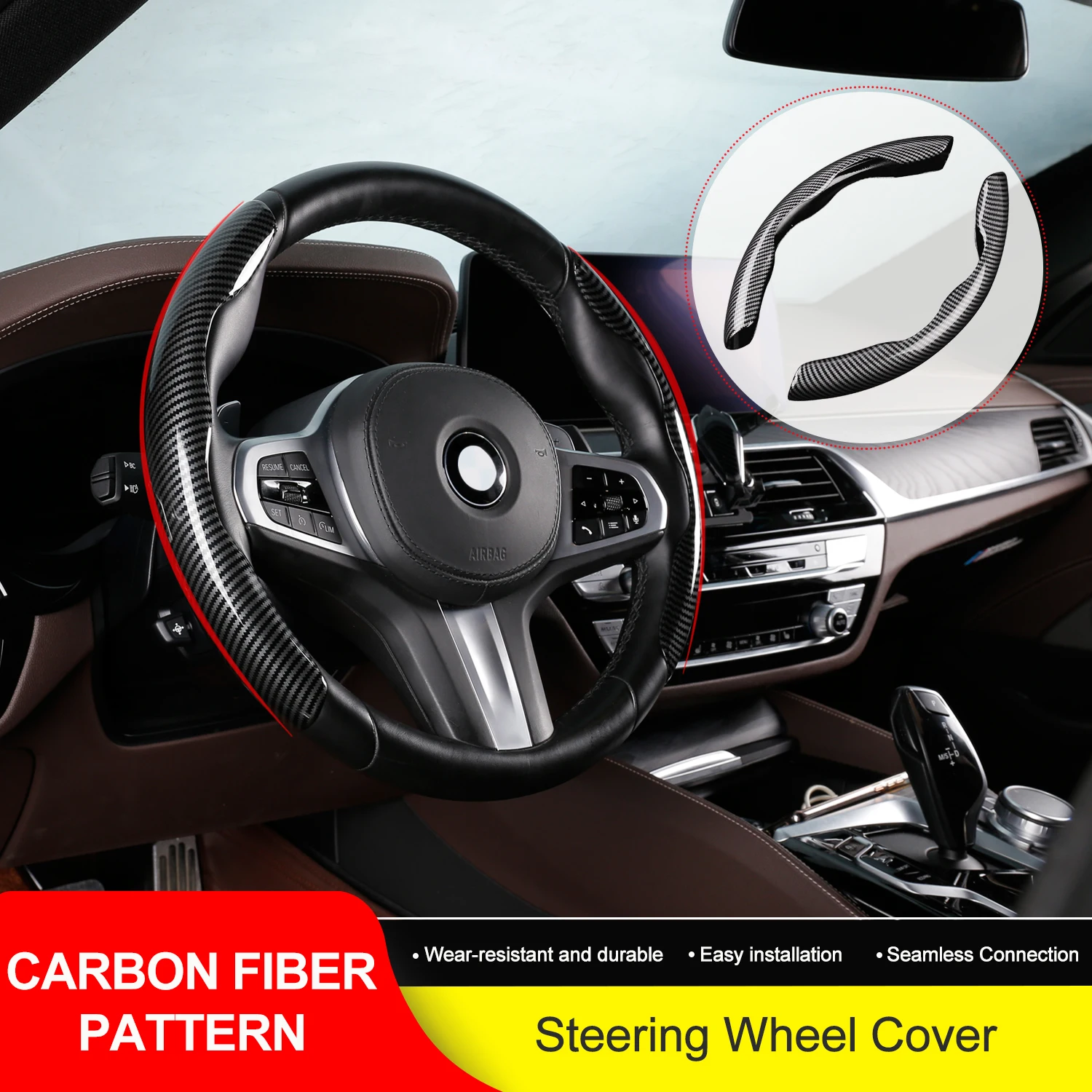 2 Halves Car Steering Wheel Cover 38cm 15inch Carbon Black Fiber Silicone Anti-skid Steering Wheel Booster Cover Car Accessories
2 Halves Car Steering Wheel Cover 38cm 15inch Carbon Black Fiber Silicone Anti-skid Steering Wheel Booster Cover Car Accessories