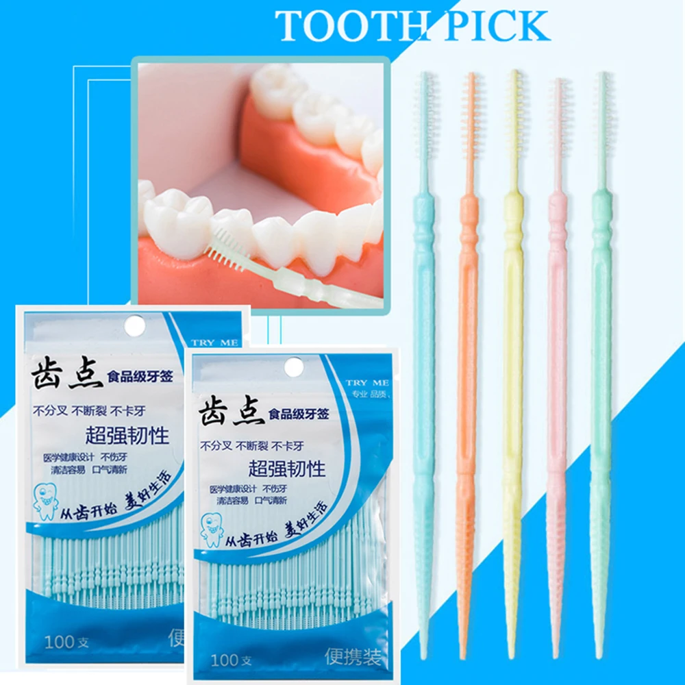 100Pcs Interdental Brush Toothpick Floss Teeth Cleaning Double-Headed Teeth Hygiene Disposable Portable Oral Care Accessories
100Pcs Interdental Brush Toothpick Floss Teeth Cleaning Double-Headed Teeth Hygiene Disposable Portable Oral Care Accessories