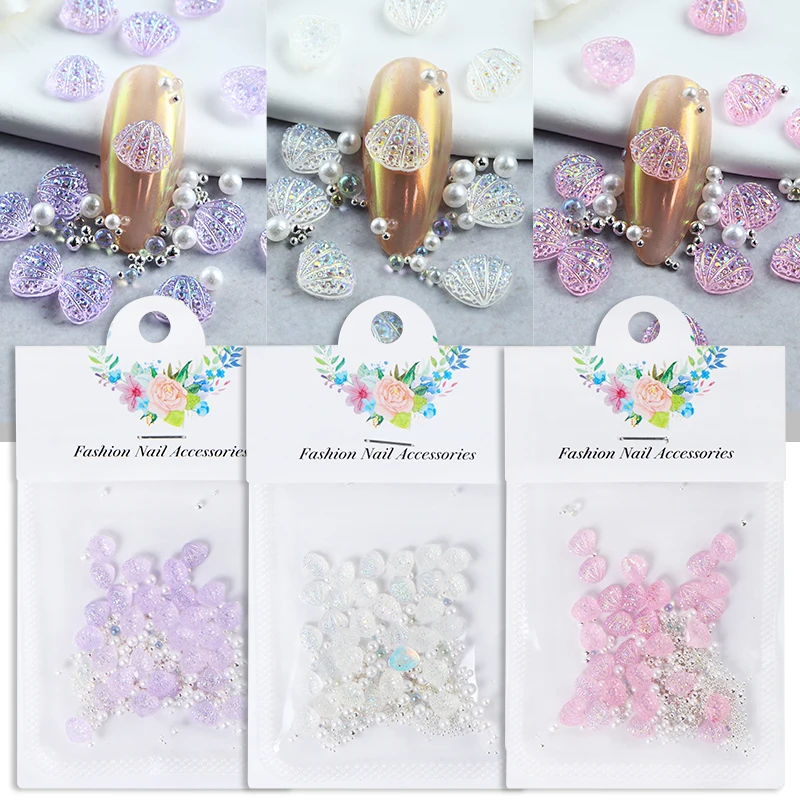 

30pcs AB Crystal Shells Epoxy Resin Accessories Sparkling Mermaid Texture Resin Filler Abalone Slices Beach Theme Craft Supplies