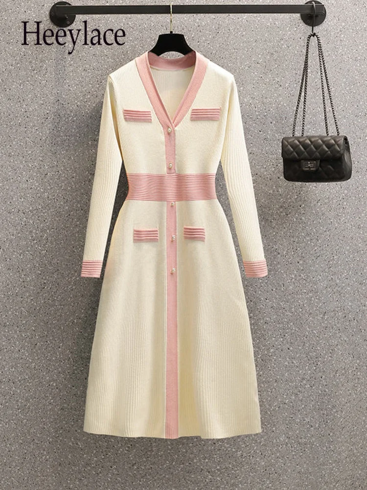 Fall Winter French Fragrance Sweet Dresses Office Ladies Pink Patchwork High Waist A Line Sweater Dress Women 4XL Clothing
Fall Winter French Fragrance Sweet Dresses Office Ladies Pink Patchwork High Waist A Line Sweater Dress Women 4XL Clothing