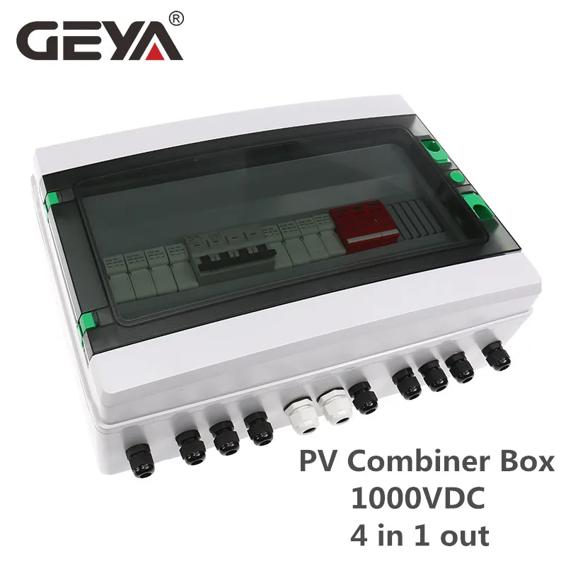GEYA GYPV/4-1 1000VDC 4 input 1output 4 string for off grid Solar Energy System Photovoltaic Array Solar PV Combiner Box
GEYA GYPV/4-1 1000VDC 4 input 1output 4 string for off grid Solar Energy System Photovoltaic Array Solar PV Combiner Box