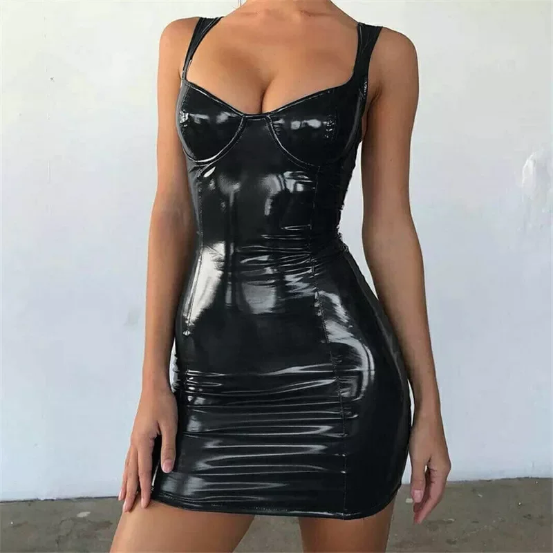 Sexy Backless Club Party Short Dress Solid Black Wet Look Latex Bodycon Faux Leather Push Up Bra Mini Micro Dress Leotard
Sexy Backless Club Party Short Dress Solid Black Wet Look Latex Bodycon Faux Leather Push Up Bra Mini Micro Dress Leotard