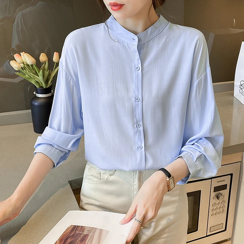 Spring Elegant Office White Long Sleeve Top Autumn Female Stand White Blouses Ladies Women Slim Shirts Casual Mujer Blusas ST243
Spring Elegant Office White Long Sleeve Top Autumn Female Stand White Blouses Ladies Women Slim Shirts Casual Mujer Blusas ST243