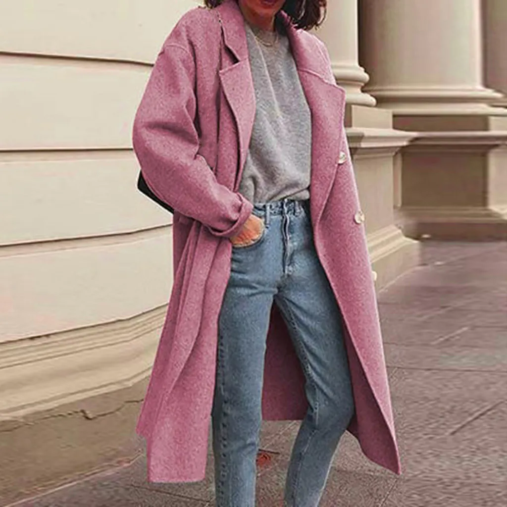 Women'S Jackets Winter Pink Windbreaker Woolen Coat Elegant Double-Breasted Long Cardigan Autumn Outdoor Blazer Female Coat
Women'S Jackets Winter Pink Windbreaker Woolen Coat Elegant Double-Breasted Long Cardigan Autumn Outdoor Blazer Female Coat
