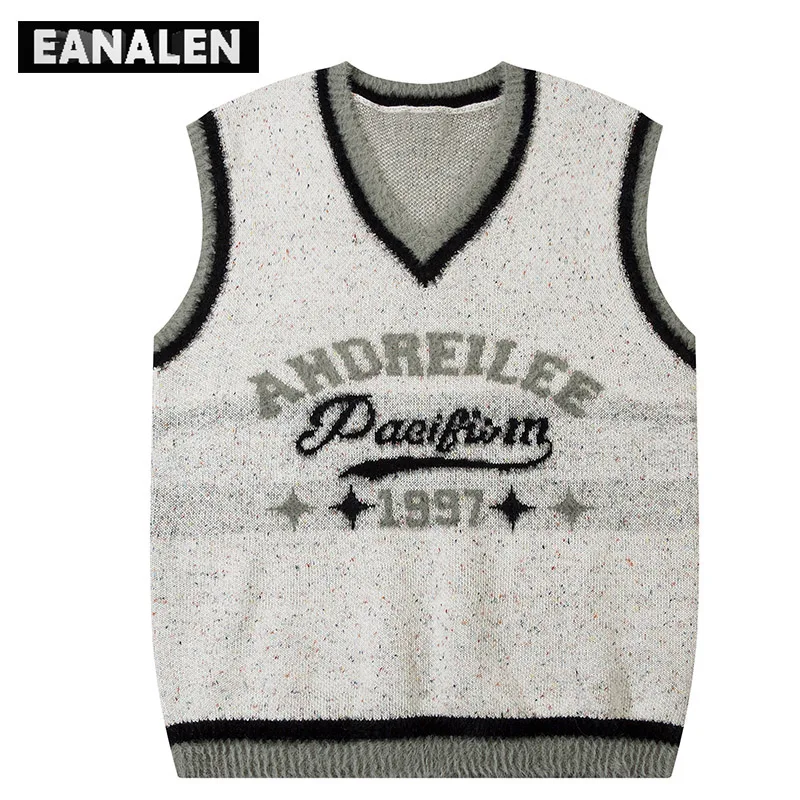 Harajuku Vintage Black Grey Letter Star Sweater Vest Men's Plain Sweater Oversized Knitted Ugly Sleeveless Sweater Women's
Harajuku Vintage Black Grey Letter Star Sweater Vest Men's Plain Sweater Oversized Knitted Ugly Sleeveless Sweater Women's