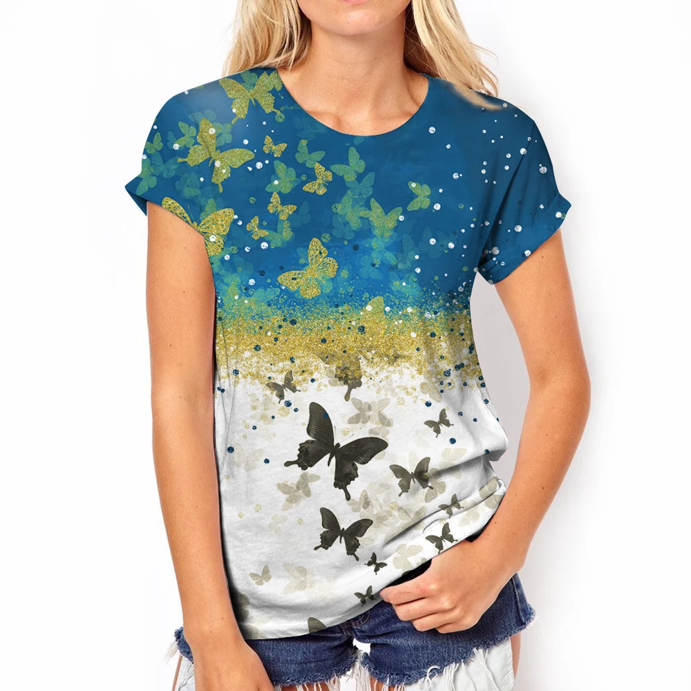 Summer 3d Women's O-neck T-shirts Butterfly Printed Short Sleeve Tops Fashion Harajuku Casual Oversized Female Luxury Clothing
Summer 3d Women's O-neck T-shirts Butterfly Printed Short Sleeve Tops Fashion Harajuku Casual Oversized Female Luxury Clothing