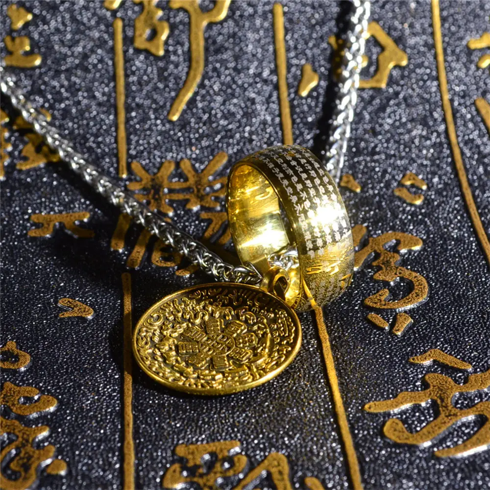 Heart Sutra Ring Pendant Necklace Symbol Good Luck Amulet Charm Necklace Feng Shui Faith Accessories Men Women Necklaces
Heart Sutra Ring Pendant Necklace Symbol Good Luck Amulet Charm Necklace Feng Shui Faith Accessories Men Women Necklaces
