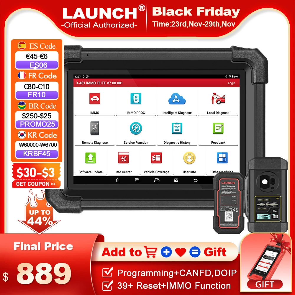 LAUNCH X431 IMMO Elite Immobilizer Key Programming Tool All Systems CANFD DOIP Diagnostic Tool 39 Reset 2 Years UpdateX-PROG 3
LAUNCH X431 IMMO Elite Immobilizer Key Programming Tool All Systems CANFD DOIP Diagnostic Tool 39 Reset 2 Years UpdateX-PROG 3