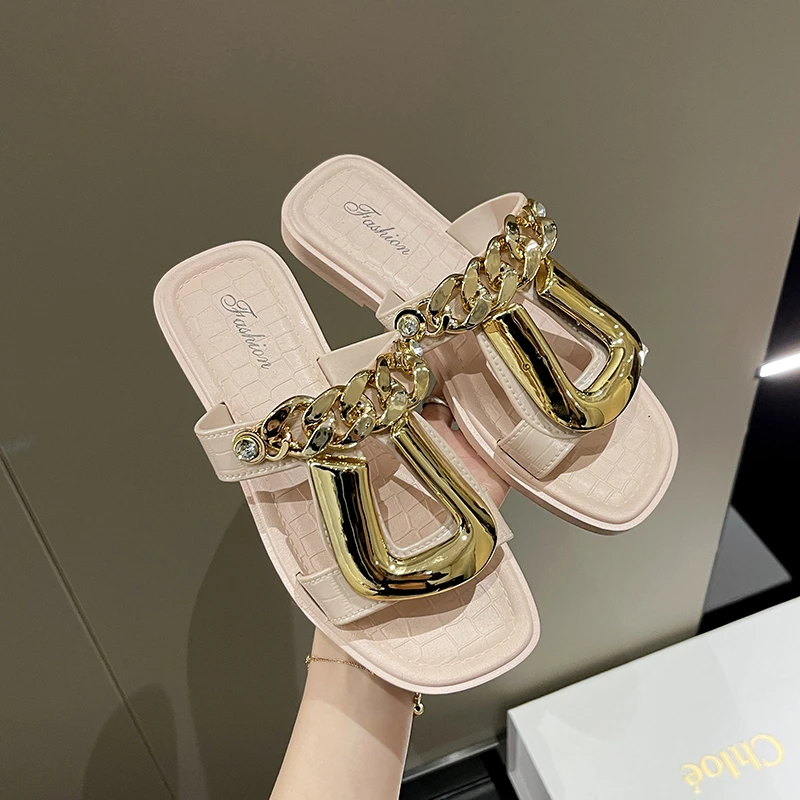 Women Slippers Luxury Brand Summer Flats Sexy Chain Flip Flop Mujer Zapatos 2022 New Trend Beach Sandals Slides Women Shoes
Women Slippers Luxury Brand Summer Flats Sexy Chain Flip Flop Mujer Zapatos 2022 New Trend Beach Sandals Slides Women Shoes