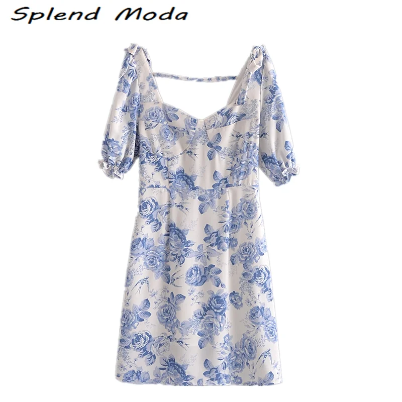 Женское мини-платье с цветочным принтом, V-образным вырезом и коротким рукавом
Женское мини-платье с цветочным принтом, V-образным вырезом и коротким рукавом