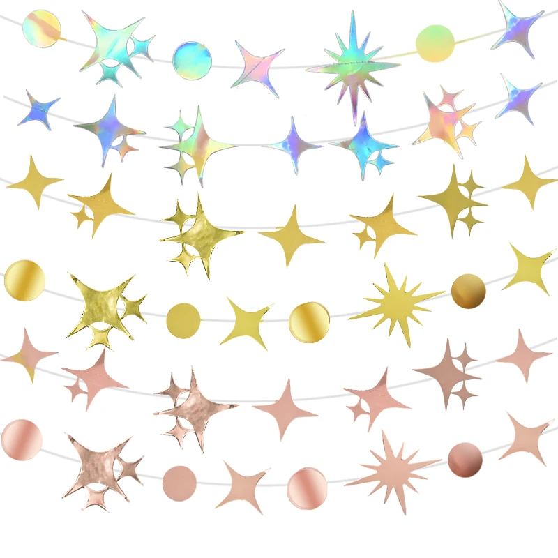 3m Laser Paper Star Banner For Birthday Wedding Decoration Home Decor Children's Room Glitter Hanging Banner Supplies
3m Laser Paper Star Banner For Birthday Wedding Decoration Home Decor Children's Room Glitter Hanging Banner Supplies