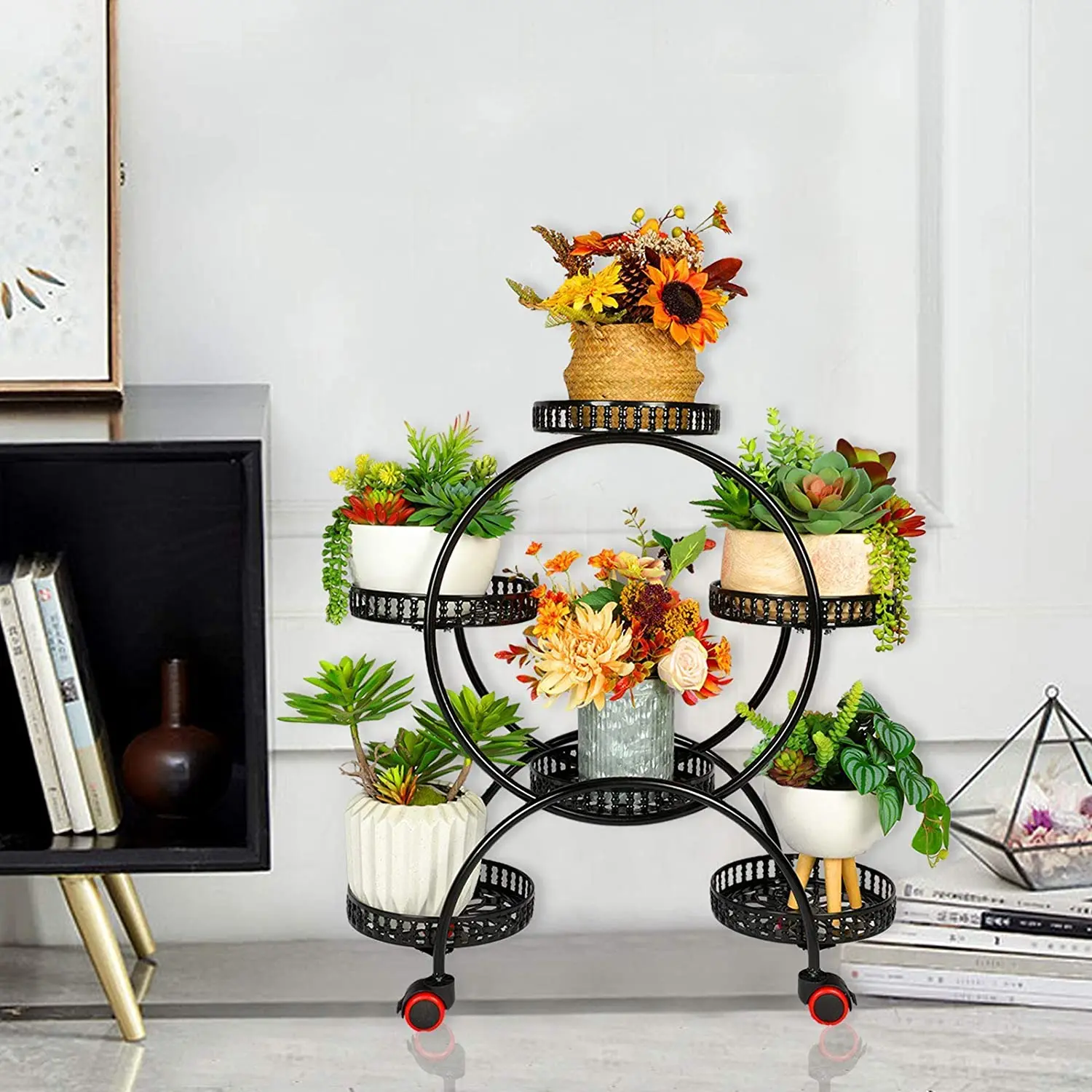 6 Pot Metal Plant Stand Multi-Layer Plant Holder Flower Pot Rack with Wheels for Garden Yard Indoor Outdoor
6 Pot Metal Plant Stand Multi-Layer Plant Holder Flower Pot Rack with Wheels for Garden Yard Indoor Outdoor
