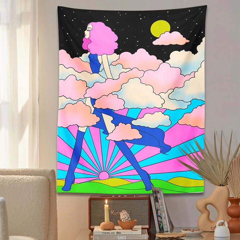 Hippie Tapestry Walking through the clouds Wall Hanging colorful Hippie 70s Decor Retro girl Flower Dorm home Decor Wall Art
Hippie Tapestry Walking through the clouds Wall Hanging colorful Hippie 70s Decor Retro girl Flower Dorm home Decor Wall Art