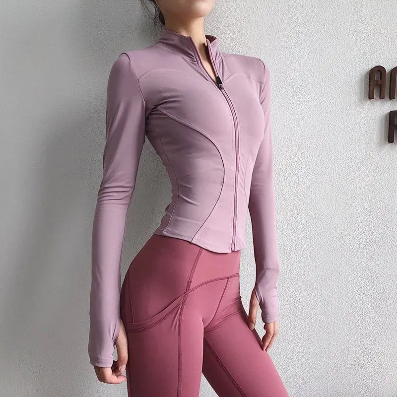 Solid Women Yoga Top Sport Zipper Long Sleeve Yoga Shirt with Thumb Holes Solid Quick Dry Breathable Gym Fitness Shirts E248
Solid Women Yoga Top Sport Zipper Long Sleeve Yoga Shirt with Thumb Holes Solid Quick Dry Breathable Gym Fitness Shirts E248