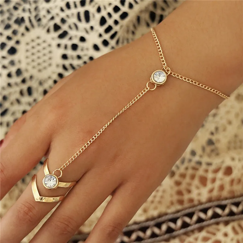 Link Hand Bracelet With Crystal Punk Metal Finger Ring Women Zircon Finger Ring Bracelets Hand Back Chain Harness Jewelry
Link Hand Bracelet With Crystal Punk Metal Finger Ring Women Zircon Finger Ring Bracelets Hand Back Chain Harness Jewelry