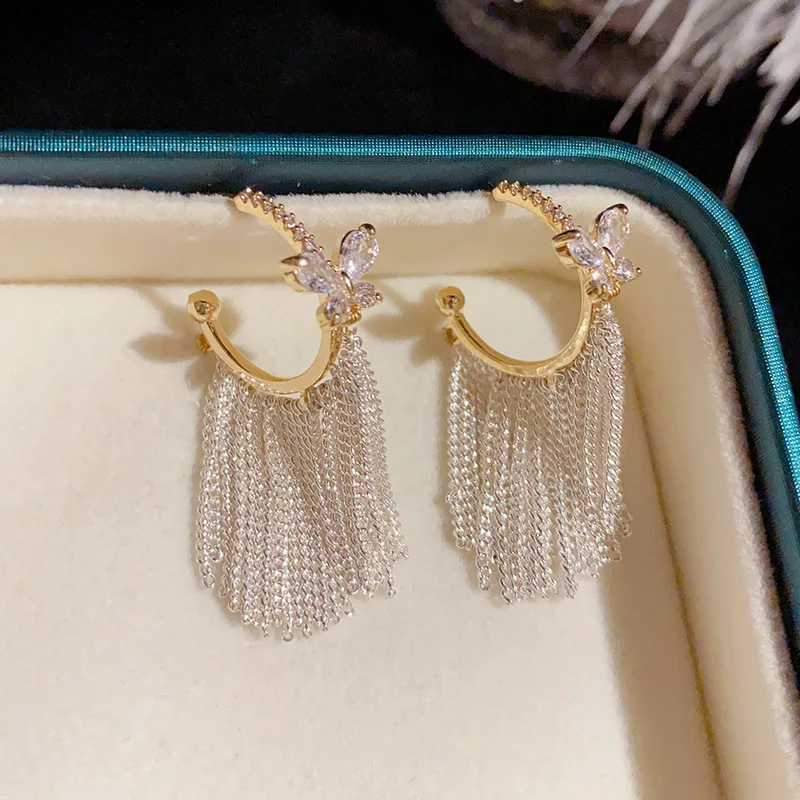 Fashion Tassel Butterfly Dangle Earrings For Women High Quality Copper Gold Plated Zircon Designer Drop Earring Original Jewelry
Fashion Tassel Butterfly Dangle Earrings For Women High Quality Copper Gold Plated Zircon Designer Drop Earring Original Jewelry