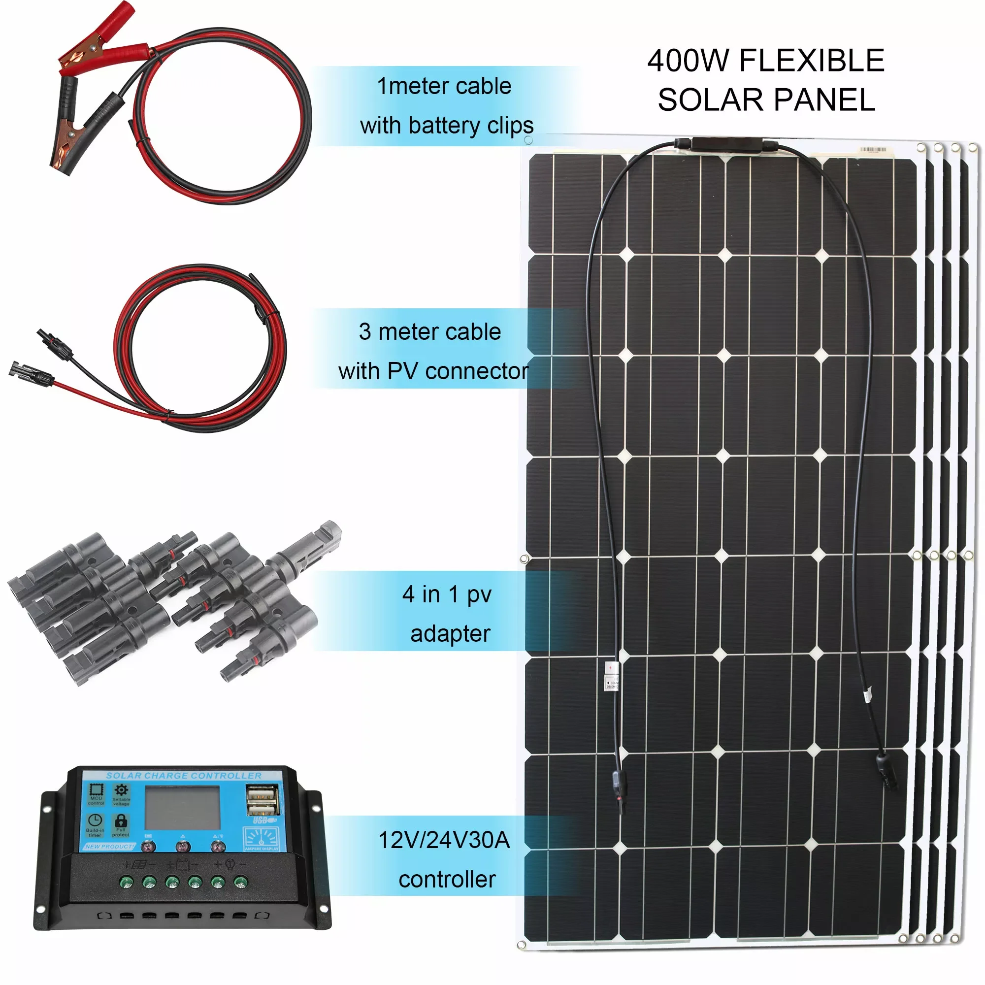 Solar Panel Kit Complete 400w 300w 200w 100w 12v Flexible Solar Power Panel For Solar Battery Charger/Power Bank/Camping/Hiking
Solar Panel Kit Complete 400w 300w 200w 100w 12v Flexible Solar Power Panel For Solar Battery Charger/Power Bank/Camping/Hiking
