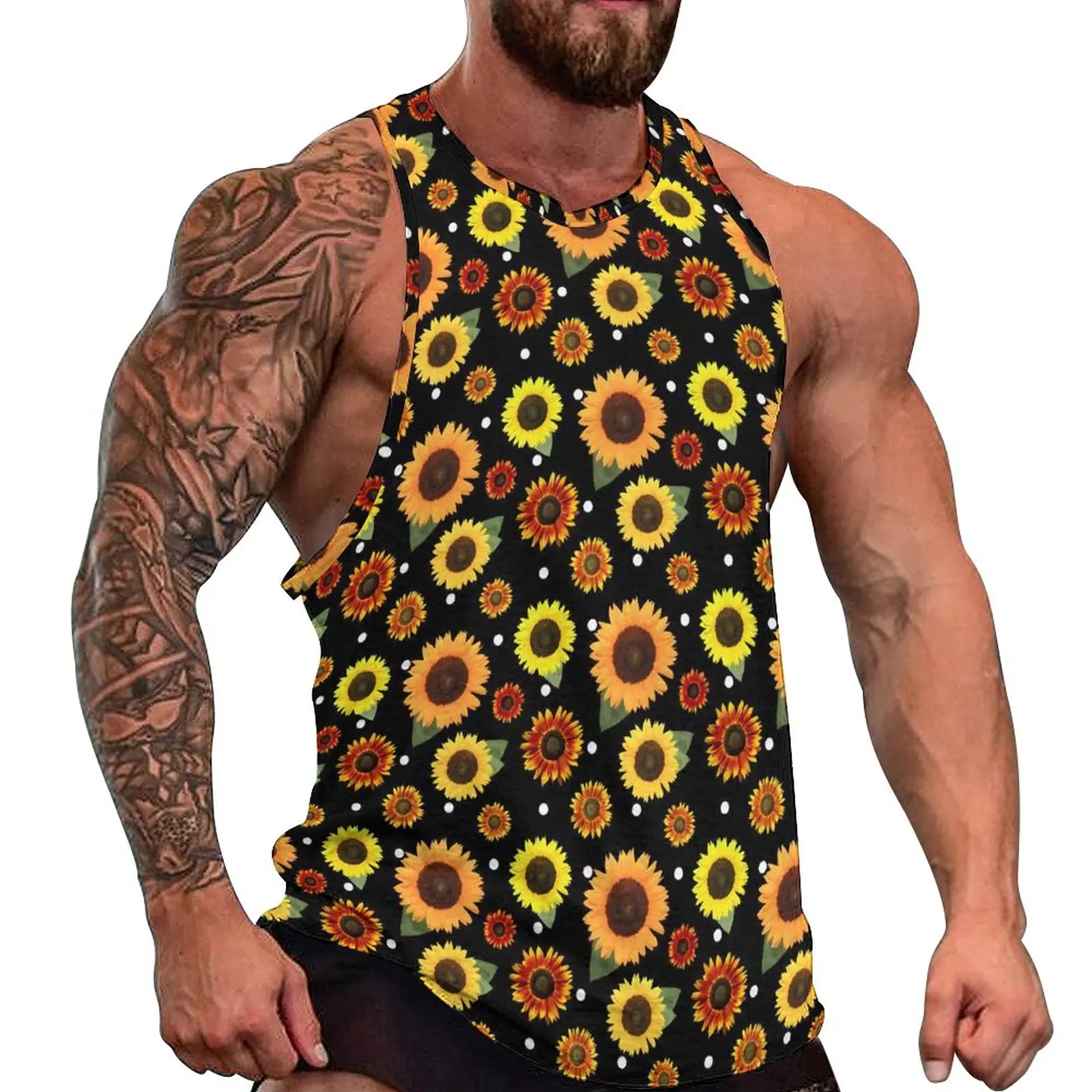 Sunflowers Polka Dots Tank Top Man's Vintage Floral Workout Oversized Tops Daily Sportswear Graphic Sleeveless Shirts
Sunflowers Polka Dots Tank Top Man's Vintage Floral Workout Oversized Tops Daily Sportswear Graphic Sleeveless Shirts