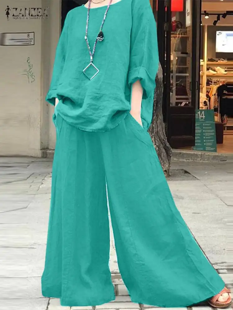 ZANZEA Fashion Autumn Women Wide Leg Pants Sets 2pcs Urban Tracksuit Casual Loose Matching Sets Solid Trousers Suits Outifits
ZANZEA Fashion Autumn Women Wide Leg Pants Sets 2pcs Urban Tracksuit Casual Loose Matching Sets Solid Trousers Suits Outifits