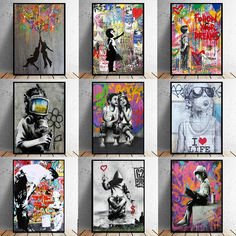 Street Art Graffiti Art Canvas Wall Paintings Banksy Portrait Child Poster and Print Cuadros Wall Art Pictures for Home Decor
Street Art Graffiti Art Canvas Wall Paintings Banksy Portrait Child Poster and Print Cuadros Wall Art Pictures for Home Decor
