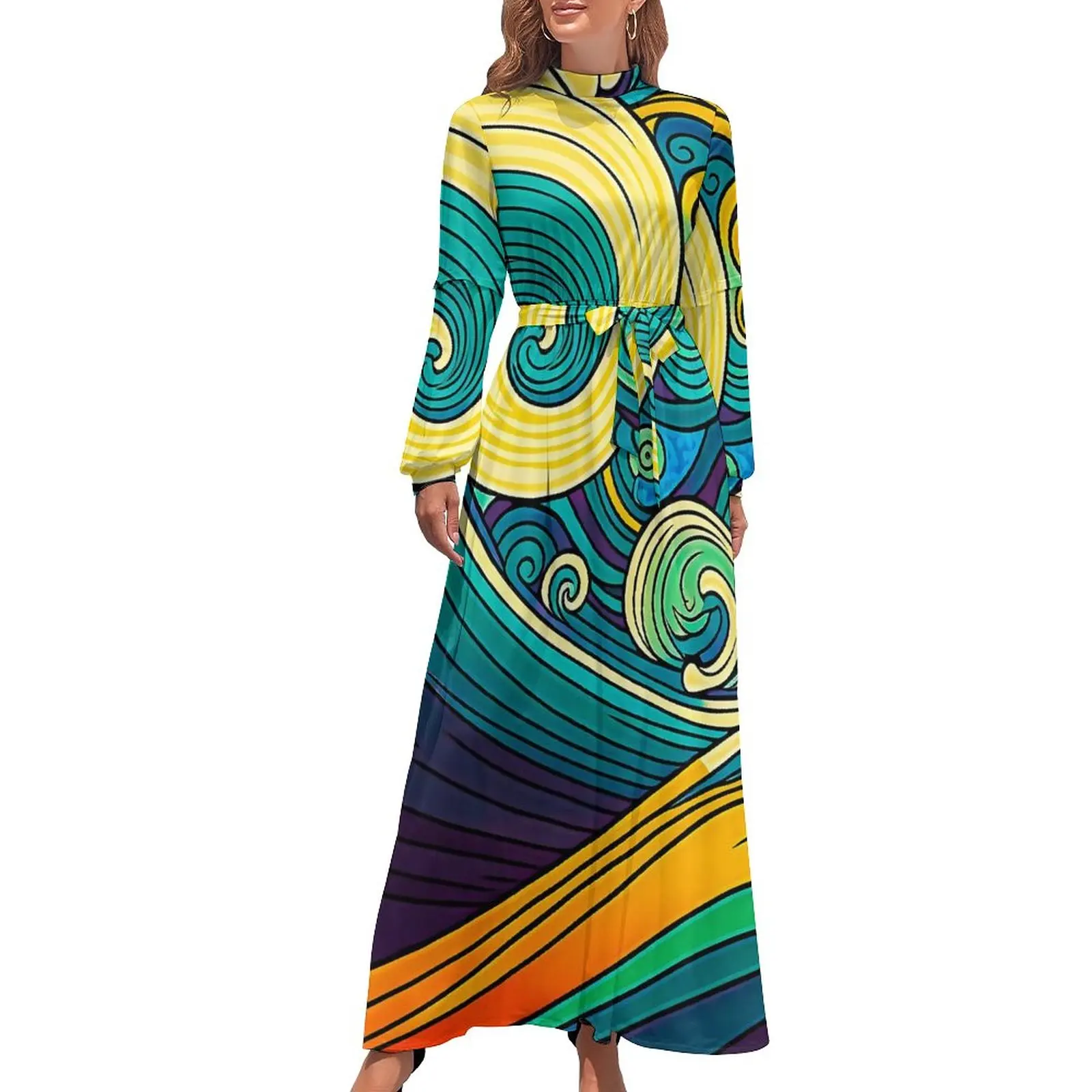 Retro 70s Hippie Wave Dress Abstract Colorful Fashion Boho Beach Dresses Women Long Sleeve High Waist Kawaii Long Maxi Dress
Retro 70s Hippie Wave Dress Abstract Colorful Fashion Boho Beach Dresses Women Long Sleeve High Waist Kawaii Long Maxi Dress