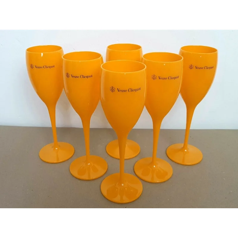 6x veuve clicquot acrílico plástico champanhe laranja flautas glasses195ml
6x veuve clicquot acrílico plástico champanhe laranja flautas glasses195ml