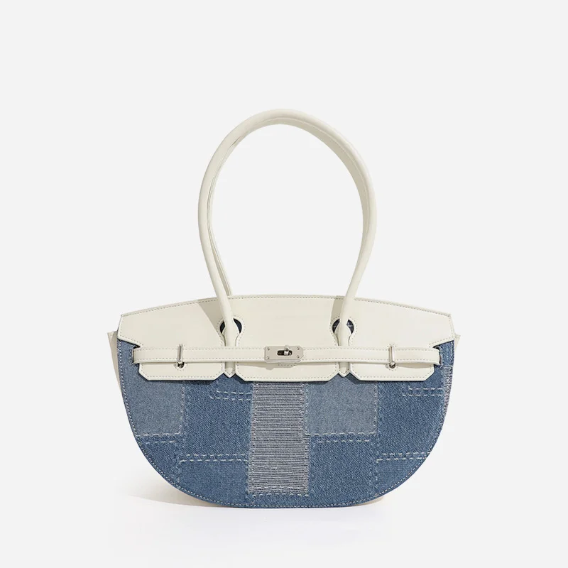 Luxury brand genuine quality A sense of niche design, stitching and color contrast underarm large capacity denim shoulder bag, f
Luxury brand genuine quality A sense of niche design, stitching and color contrast underarm large capacity denim shoulder bag, f