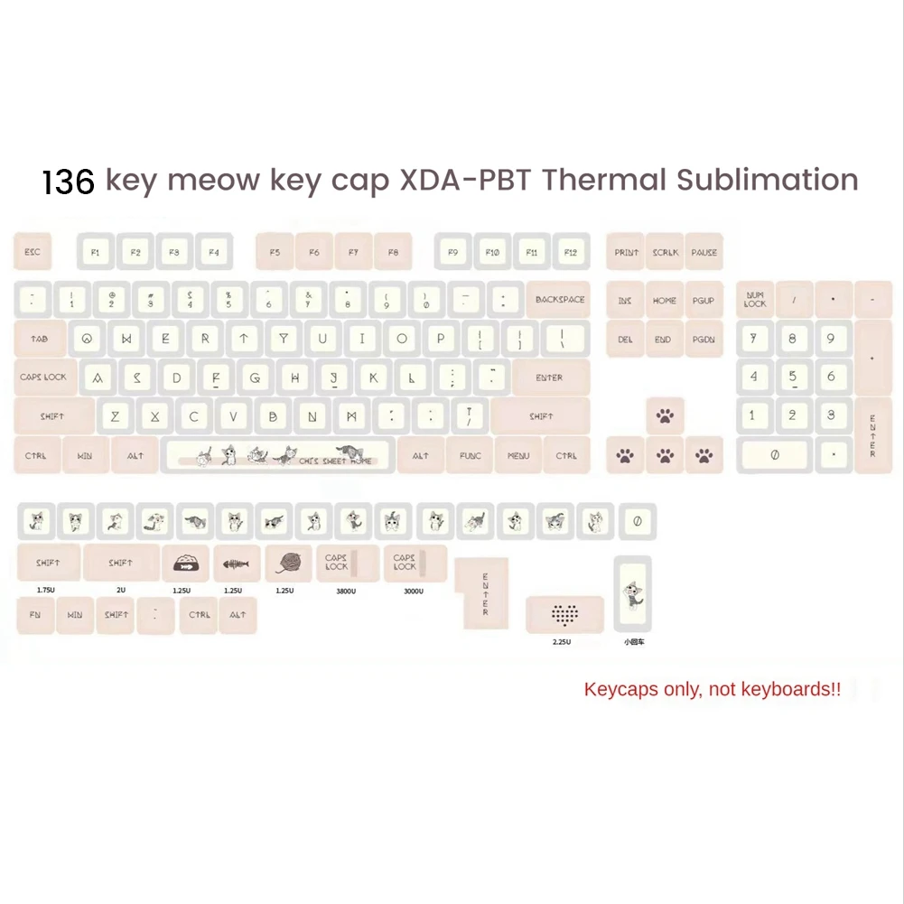 136 Keys XDA Profile Keycaps PBT DYE-SUB Cute Cat Theme Pink Keycap for Cherry Mx Switch GMMK Pro Mechanical Keyboard
136 Keys XDA Profile Keycaps PBT DYE-SUB Cute Cat Theme Pink Keycap for Cherry Mx Switch GMMK Pro Mechanical Keyboard