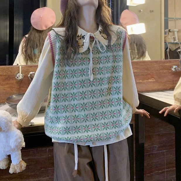 Japan Style Women Fashion Fitted Striped Knit Vest Sweater Vintage Round Collar Sleeveless Female Waistcoat Chic Tops T359
Japan Style Women Fashion Fitted Striped Knit Vest Sweater Vintage Round Collar Sleeveless Female Waistcoat Chic Tops T359