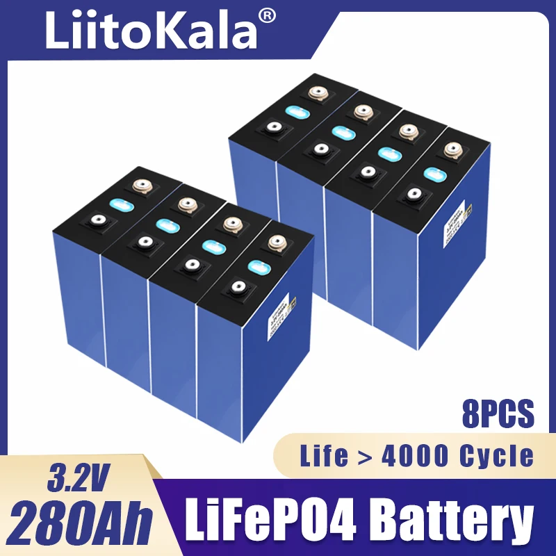 8pcs LiitoKala 3.2V 280Ah lifepo4 battery DIY 12V 24v 280AH Rechargeable battery pack for Electric car RV Solar Energy Tax Free
8pcs LiitoKala 3.2V 280Ah lifepo4 battery DIY 12V 24v 280AH Rechargeable battery pack for Electric car RV Solar Energy Tax Free