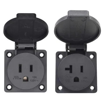 Black 125V 15A 20A IP44 CE America Japan Multifunction Outdoor US Industry Waterproof AC Outlet Power Wired Receptacle Socket
