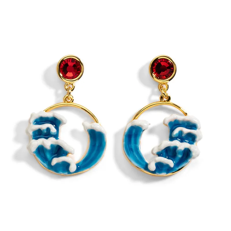 Chinese Style "Blue Sea Brings Tide" Classical Wave Earrings Enamel Glaze s925 Silver Needle Earstuds Earrings Female
Chinese Style "Blue Sea Brings Tide" Classical Wave Earrings Enamel Glaze s925 Silver Needle Earstuds Earrings Female