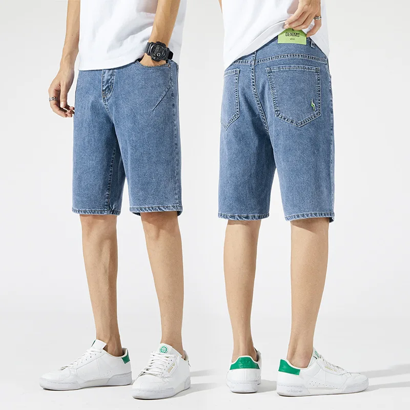 

Мужские джинсовые мешковатые шорты, свободные прямые пятиконечные брюки, летние тонкие Разноцветные Повседневные брюки с дырками