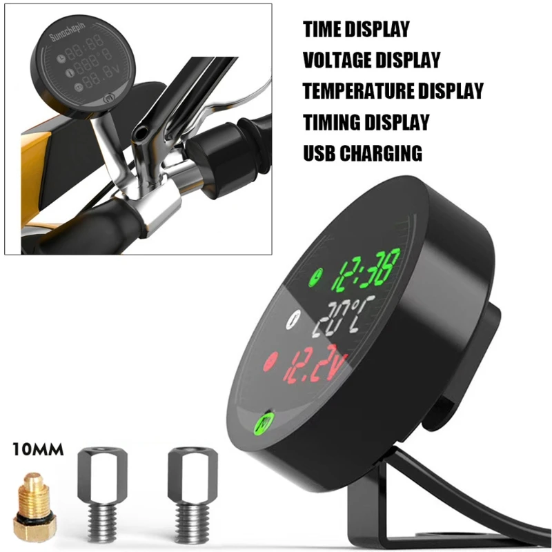 Waterproof Night Vision Motorcycle LED Digital Display Voltmeter Voltage Volt Water Temperature Gauge Time LED 5 in 1
Waterproof Night Vision Motorcycle LED Digital Display Voltmeter Voltage Volt Water Temperature Gauge Time LED 5 in 1