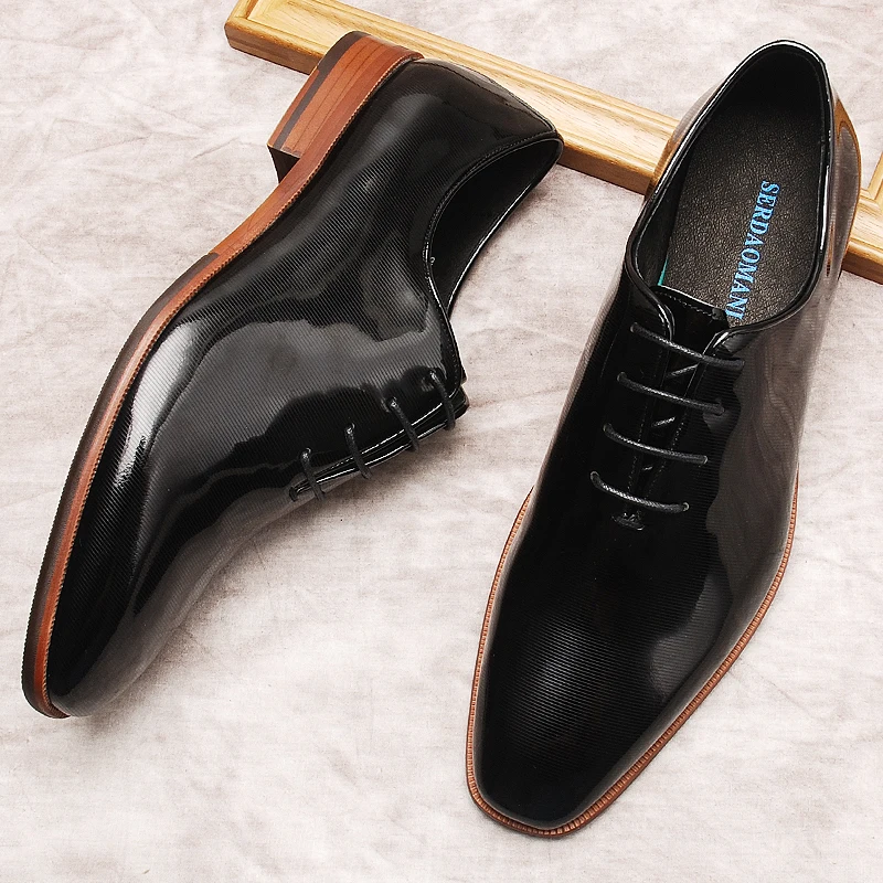 Men's Shoes Patent Leather Shine Oxford Genuine Cow Leather Men Dress Shoes Fashion Black Brown Lace Up Wedding Formal Shoe
Men's Shoes Patent Leather Shine Oxford Genuine Cow Leather Men Dress Shoes Fashion Black Brown Lace Up Wedding Formal Shoe