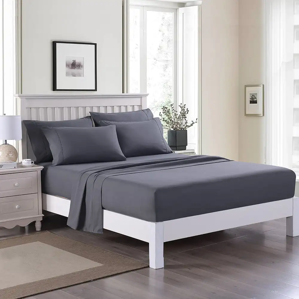 Queen Bed Sheet Set 6 Piece Dark Grey,Soft Microfiber Fade & Stain Resistant Sheet Set
Queen Bed Sheet Set 6 Piece Dark Grey,Soft Microfiber Fade & Stain Resistant Sheet Set